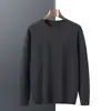 Suéter 100% caxemira pura, lavável à máquina, gola redonda, mangas compridas, estilo primavera/outono, malha masculina casual e simples