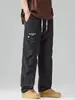 Pantalones Casuales Rectos Sueltos Lavados Estilo Retro Americano para Hombre, Versátiles de Pierna Ancha con Múltiples Bolsillos, Pantalones de Trabajo para Primavera y Verano