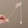 Novo Grampo de Cabelo Antigo Estilo Chinês Borboleta de Liga para Coque na Parte de Trás da Cabeça, Elegante Grampo de Cabelo com Borla para Hanfu Cheongsam