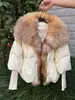 2025 Nova Jaqueta de Penas de Pato Branco Outono e Inverno Gola Curta Elegante de Pele de Raposa Peça de Pele Exterior Mercadoria Europeia de Alta Qualidade