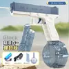 Pistola de Agua Glock Juguete para Niños Rociador de Agua Ráfaga Eléctrica Automática Rociador de Agua de Alta Resistencia Pistola de Agua Eléctrica Pelea de Agua Explosión