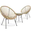 Conjunto de Tres Piezas de Muebles de Ratán para Balcón Personalizados, Silla Huevo de Ratán PE para Exteriores, Silla Tipo Fideo, Silla de Sol, Cómodo
