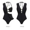 Traje de Baño Europeo y Americano 2025 Nuevo Negro de Gama Alta de una Pieza para Mujer Popular Transfronterizo Traje de Playa 25306