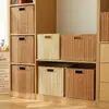 Caja de Almacenamiento de Tela de Paja y Ratán Sintético para Dormitorio, Estudio, Residencia Estudiantil; Cesta de Almacenamiento para Artículos Varios, Juguetes, Libros, Cosméticos