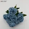 Buquê artificial de rosa de neve com 9 cabeças, flores de seda para decorações de casamento, arranjos de parede florais, decoração de casa e vendas transfronteiriças