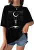 Top de Manga Curta com Estampa Retrô de Caveira Sol Lua Verão Roupas Góticas Camiseta Preta 2025