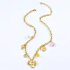 Collar con colgante de lazo tridimensional retro transfronterizo, flores de diamante amor, elementos de primavera y verano, cadena para la clavícula, joyería de acero inoxidable