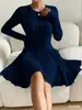 Roupas Femininas Transfronteiriças Europeias e Americanas Vestido de Primavera e Outono Malha Moda Temperamento Slim Quente Saia Saia de Casa Atacado Personalização
