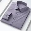 Nueva Camisa de Tela Oxford para Hombre de Primavera y Otoño, Camisa de Color Sólido Casual de Negocios, Camisa de Manga Larga de Algodón Puro con Cuello de Solapa para Hombre de Mediana Edad