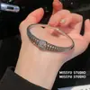 Pulsera Cuadrada de Circonita con Letra y Flor Estilo Palacio Retro, Pulsera de Lujo Ligero y Alta Gama, Joyería de Moda Europea y Americana