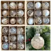 Bolas Decorativas para Árbol de Navidad 8CM Set Colgante de Bola de Plástico para Árbol de Navidad Bola de Cuerda de Cáñamo Bola Transparente Decoración Navideña