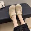 Sapatos Mary Jane Estilo Férias Francesas 2025 Novos para Mulheres com Peep-Toe Vazado Laço Chinelos Rasteiros