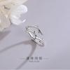 Anillo de rama creativa estilo japonés y coreano de plata de ley S925 pequeño fresco simple literario cuernos anillo abierto una generación de pelo