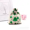Los regalos impresos con dorados puntuales se pueden llenar con la bolsa de Navidad de manzana, algodón lino para bolsa de dulces navideños en Nochebuena