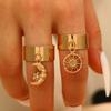 Moda Europea y Americana Retro Anillo Abierto Sol y Luna para Mujer Lujo Ligero Sentido de Gama Alta Nicho Ojos de Garra de Gato Anillo de Tortuga Estrella de Mar