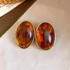 Brincos de Pino Pendentes Ovais em Acrílico Agulha de Prata para Aquarela Estilo Nicho de Luxo Brincos com Personalidade Retrô Acessórios de Brinco Modernos para Mulheres