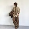 Camisa de Rayas Retro Estilo Japonés para Primavera y Otoño para Hombres y Mujeres Estudiantes Estilo Universitario Casual Holgada Chaqueta Camisa de Pana