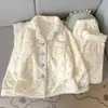 Pijama de Inverno, Flanela, Engrossado, Longo, Doce, Quente, Laço Fofo, Pode Ser Usado Fora, Roupas de Casa