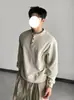 Moletom retro americano com gola Henry costurada à mão para homens e mulheres, marca moderna de primavera e outono, top de manga comprida estilo casual loose old money