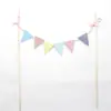 Bandera pancarta Cinco estrellas doradas bandera feliz cumpleaños decoración de pastel bola peluda bandera triangular feliz cumpleaños