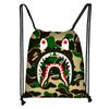 Novo Desenho Animado de Tubarão Estampado Bolso com Cordão Portátil para Basquete Produtos de Poliéster Grande Capacidade Cordão da Moda Atacado Quente