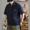 Camisa Polo Casual Americana de Nuevo Estilo Verano 2025 Talla Grande Holgada Casual Versátil Cuello Solapa Top Camiseta de Manga Corta para Hombre