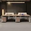Escritorio de computadora para salas de reuniones de personal, mesa de reuniones moderna minimalista con mampara para estaciones de trabajo de computadora de múltiples empleados