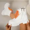 Botas de moda de venta cruzada europea y americana, botines de dos tonos para mujer, botas estilo Dr. Martens, cordones antideslizantes, venta al por mayor, tallas grandes