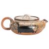 Zhiyamao Xiaoshi Pot Mini tamaño pequeño Tetera de cerámica Filtro de agujeros de bola Té Olla individual Cambio de horno Retro Pintado a mano Plata