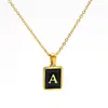 Collar de Letra Cuadrada de Acero Inoxidable con Oro de 18K Europeo y Americano Transfronterizo para Mujer, Acero de Titanio, 26 Colgantes en Mayúsculas Inglesas, Lujo Accesible