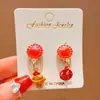 Pinzas para Orejas de Pony de Año Nuevo para Niños Sin Perforación Dibujos Animados Lindas Rojas Joyería para Niñas Sin Perforación Accesorios para Orejas No Dañinos