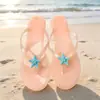Chinelos de praia com estrela-do-mar para mulheres, sandálias casuais de cristal, chinelos de banheiro antiderrapantes de sola macia, estilo ins