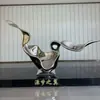 Escultura de flor em aço inoxidável para escritórios de vendas, instalação artística de buquê de pétalas para gramado externo, decoração de escultura de metal personalizada