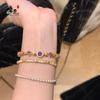 Tienda de Oro Mismo Estilo Arena Dorada Nuevo Método Chino Antiguo Pulsera Retorcida de Amatista para Mujer con una Lujosa Pulsera de Perlas de Ojo de Gato Cepillado