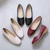 Zapatos Nuevos de Mujer para Primavera y Verano, Tacón de Cuña, Punta Redonda, Mocasines sin Cordones, Tacón Medio, Boca Baja, Zapatos de Madre, Moda al por Mayor, Transpirables