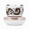 Taza maestra de cerámica incrustada con plata, con interior bañado en plata y diseño de dragón, un juego de té de alta gama para ceremonias de té, empaquetada como caja de regalo, taza individual para regalar