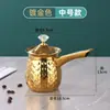 Bule de café artesanal em aço inoxidável estilo coreano, caneca de leite popular, bule para preparo manual, bule de chá doméstico dourado com cabo longo, recipiente para aquecer leite