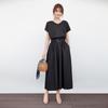 En Stock en 5 Colores: Vestido de Verano 2026 de Rakuten, Estilo Japonés y Coreano, Cuello en V, Manga Corta, Color Sólido, Cinturón, Longitud Media, con Ambiente Vacacional