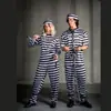 Venta Caliente de Halloween Traje de Uniforme de Prisión Traje de Uniforme de Prisión Familiar Hombres y Mujeres Rayas Celda Disfraz de Cosplay