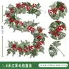 Guirlanda de Natal Artificial Transfronteiriça com Frutas Vermelhas para Decoração de Parede e Mesa de Jantar, Guirlanda Artificial Atacado em Estoque
