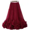 Falda Vestido de Baile Falda Abullonada 2026 Nueva Cintura Elástica Malla Volante Dobladillo Extra Grande Falda de Pastel en Capas para Mujer