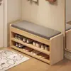 Banqueta multicapa para cambiar de zapatos en la entrada, zapatero para el hogar con asiento, zapatero integrado de madera maciza para la entrada, zapatero estrecho para la puerta de entrada