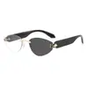 Gafas de Sol Retro Sin Marco para Viaje de Mujer Gama Alta Ojo de Gato Montura Pequeña Estilo Europeo Gafas de Sol con Protección UV para Caras Cuadradas y Redondas