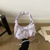 Bolso de lazo de encaje de lunares dulces estilo coreano para niñas, bolso cruzado plisado elegante y atractivo para el día a día para mujeres