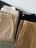Pantalones de trabajo retro lavados elásticos de cintura alta para mujer, estilo primavera y otoño, corte holgado, versátiles, pantalones casuales de pierna recta ajustada y pierna ancha