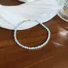 Pulsera de Zircón Aguamarina Ovalada con Lazo Exquisita de Lujo Ligero Pulsera de Sentido de Alta Gama Pulsera de Sentido de Diseño de Nicho