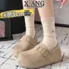 Zapatos de Piel Genuina para Mujer con Aumento Oculto de Altura, Zapatos de Cobertura Total Estilo Birkenstock, Nuevos Mocasines Slip-On de Suela Blanda para Mujer Primavera 2026