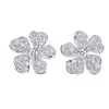 Pendientes de flor fresca estilo japonés y coreano Huitan pendientes de flor de circón brillante pendientes de flor de libro rojo pequeño recomendados para mujer