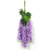 Flores de glicina artificiales, guirnalda de flores de techo violetas, vid densa para decoración interior de bodas, planta de vid de plástico