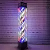 Luz Rotatoria de Barbería de Pie para Exteriores Impermeable Letrero de Salón de Peluquería Luz de Caja de Luz de Vidrio de Colores para Peluquería Se Puede Comprar en Lote Leidezhu